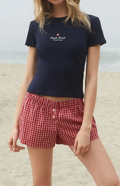 John Galt Red Plaid Keira Boxer Shorts