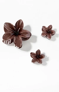 LA Hearts 3 Pack Taupe Plumeria Hair Claw Clips