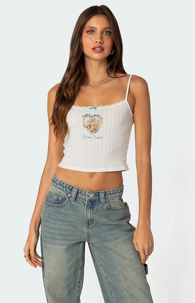 Edikted Divine Hearts Pointelle Tank Top