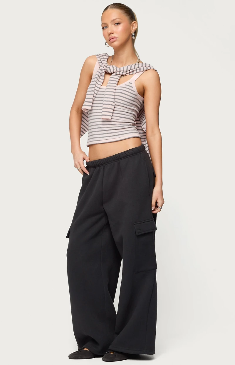 Edikted Petite Wide Leg Cargo Sweatpants