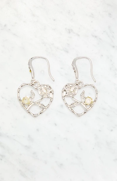 LA Hearts Heart Flower Drop Earrings