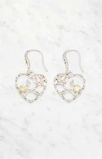 LA Hearts Heart Flower Drop Earrings