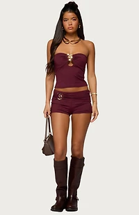 Edikted Rusana Swirl Ruched Micro Shorts