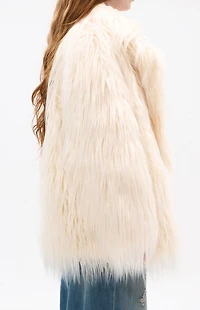 AZALEA WANG Breckenridge Cream Faux Fur Coat