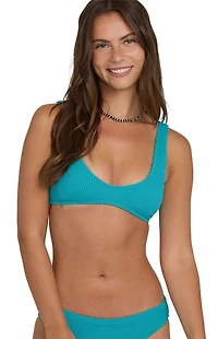 Billabong Blue Scrunch Scoop Tank Bikini Top