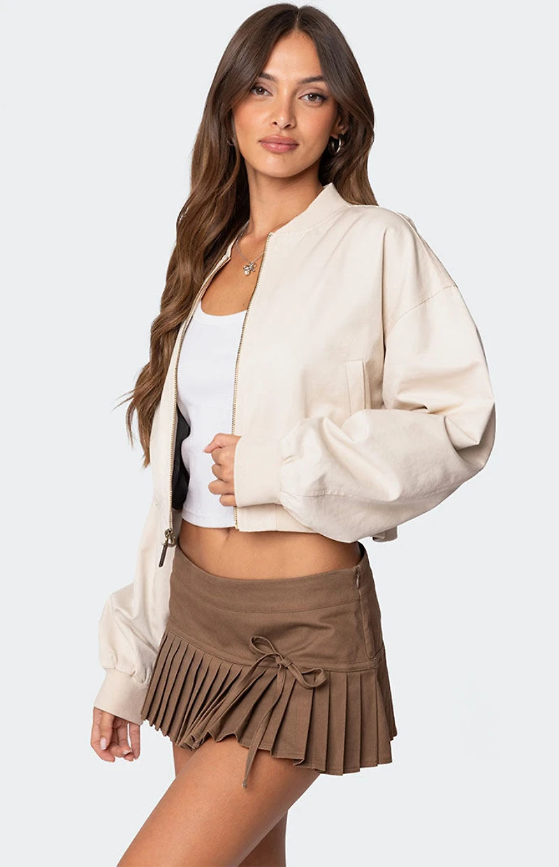 Edikted Zarria Cropped Bomber Jacket