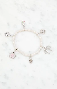 LA Hearts Pearl Charm Bracelet