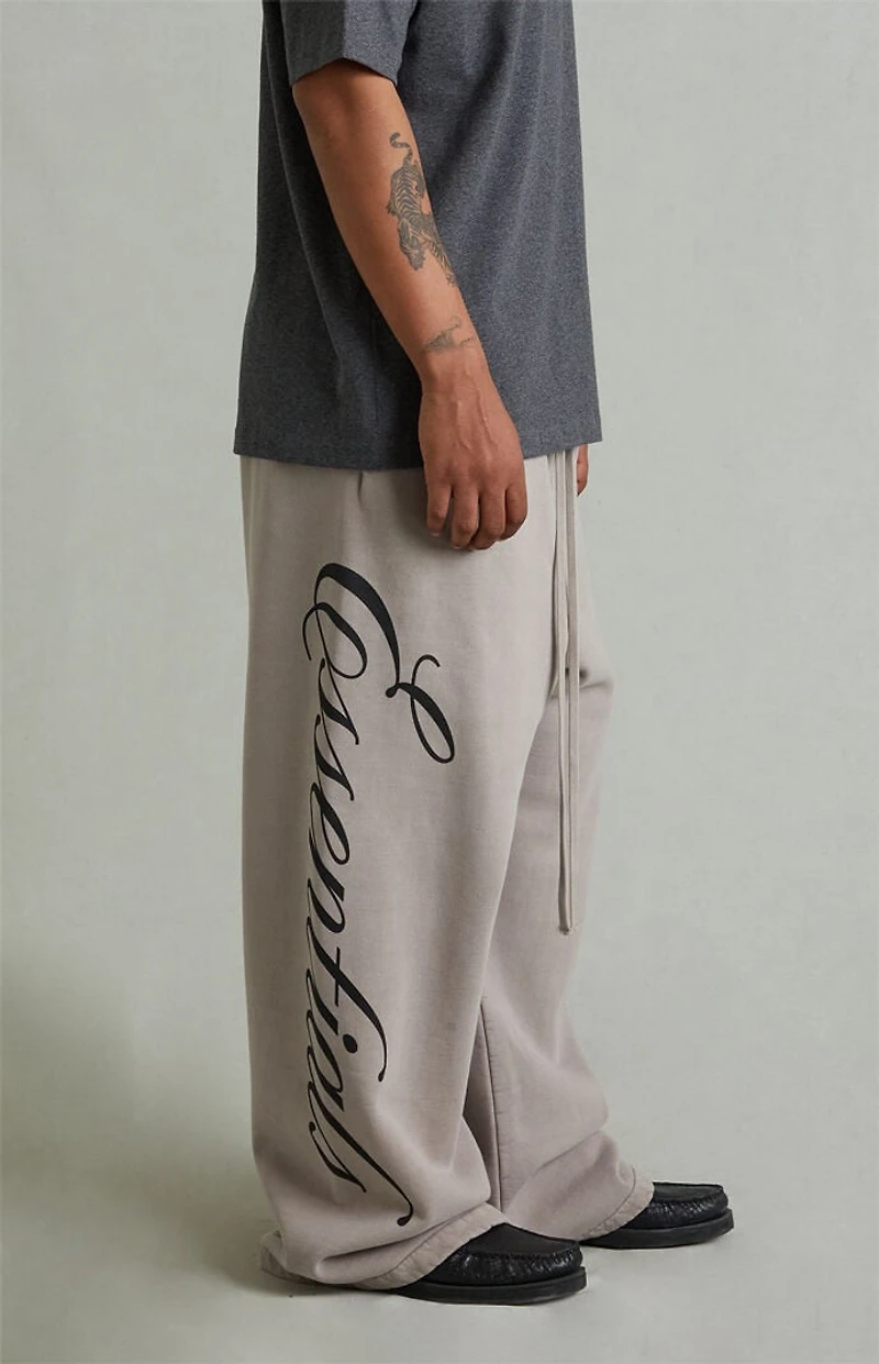 Fear of God ESSENTIALS Smoke Grey Script Logo Lounge Fleece Baggy Sweatpants