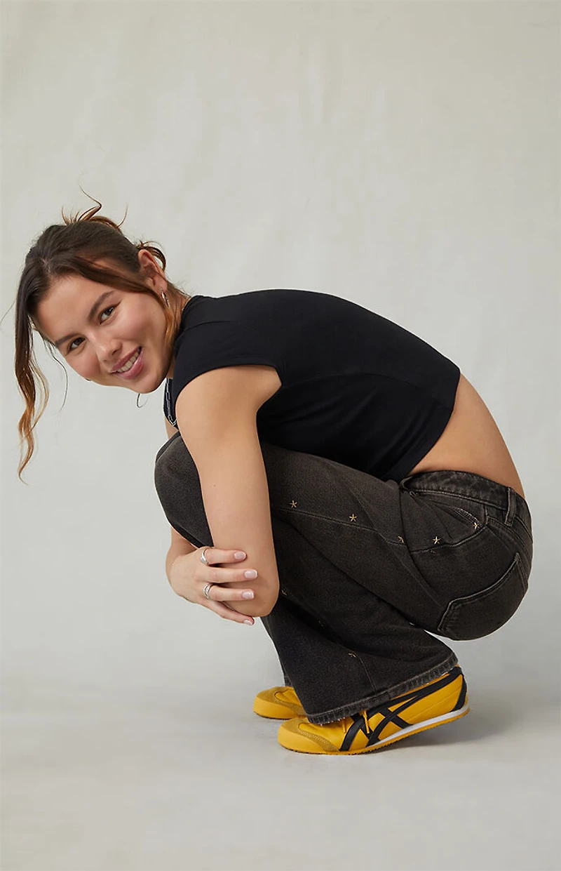 Pacsun Zoe Low Rise Girlfriend Jeans Star Stud Black