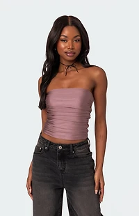 Edikted Maxeen Shiny Gathered Tube Top
