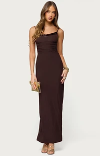 Edikted Shanna Backless Mesh Maxi Dress