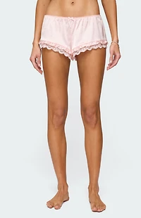 Edikted Clair Ruffle Lacey Satin Effect Shorts