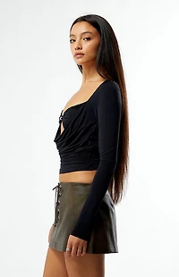 Third Charm Andrea Bead Center Long Sleeve Top