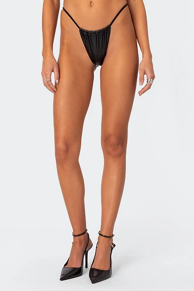 Edikted Bruna Faux Leather High Cut Bikini Bottom