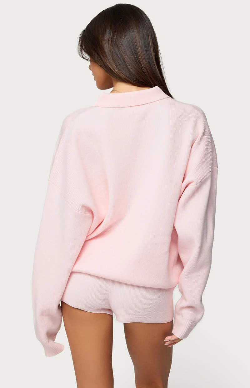 Edikted Lorie Oversized Knit Polo Sweater