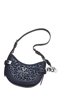 True Religion Blake Leopard Denim Belted Hobo Bag