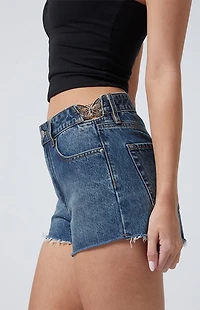 Pacsun Dark Indigo Butterfly High Waisted Denim Festival Shorts