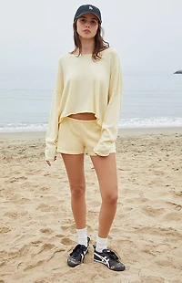 John Galt Yellow Cameron Cropped Sweater