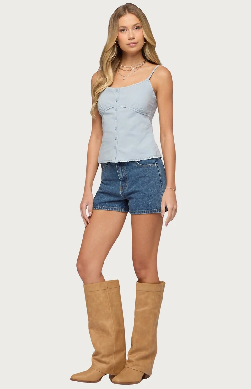 Edikted Milena High Rise Denim Shorts