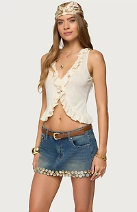Edikted Marsh Ruffle Split Front Top