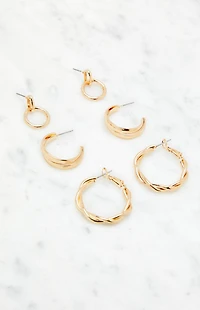 LA Hearts 3 Pack Variety Hoop Earrings