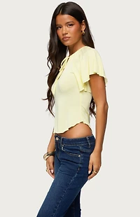 Edikted Roye Keyhole Flutter Raglan Top