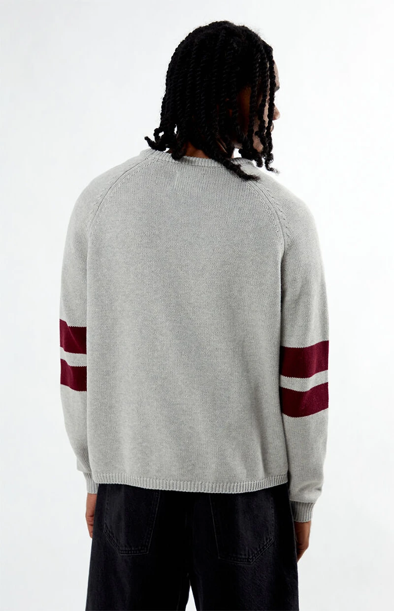 FORD Heather Grey Striped Crew Neck Sweater