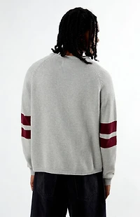 FORD Heather Grey Striped Crew Neck Sweater