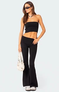 Edikted Desiree Knitted Low Rise Fold Over Pants