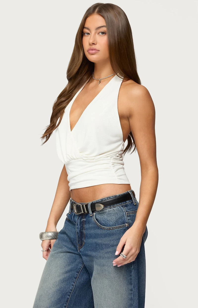 Edikted Niya V Neck Halter Top