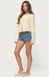 Edikted Aria Striped Fuzzy Knit Cardigan
