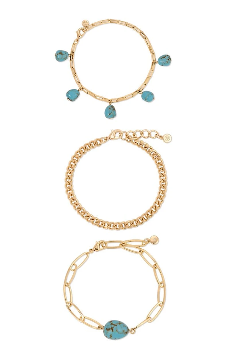 Ettika 3 Pack Turquoise Nugget Bracelets