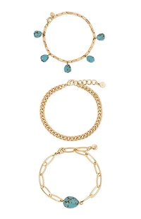 Ettika 3 Pack Turquoise Nugget Bracelets