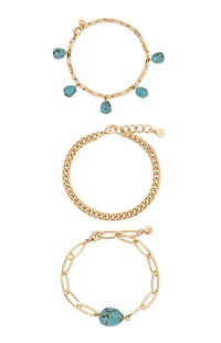 Ettika 3 Pack Turquoise Nugget Bracelets