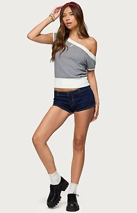 Edikted Lottey Striped Off Shoulder Knit Top