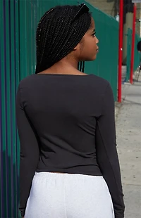 John Galt Black Basic Long Sleeve Top