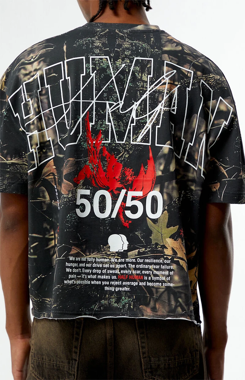 Pacsun Human 50 Camo Cropped Boxy T-Shirt