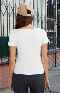 John Galt White Brenna Short Sleeve Top