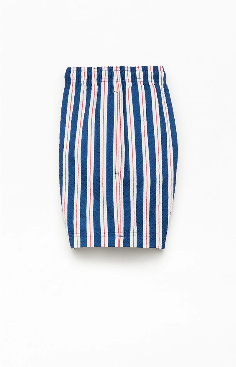 Pacsun Blue & Red Resort Striped 4.5" Swim Trunks