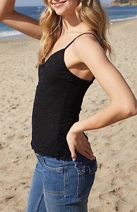 John Galt Black Archie Lace Tank Top