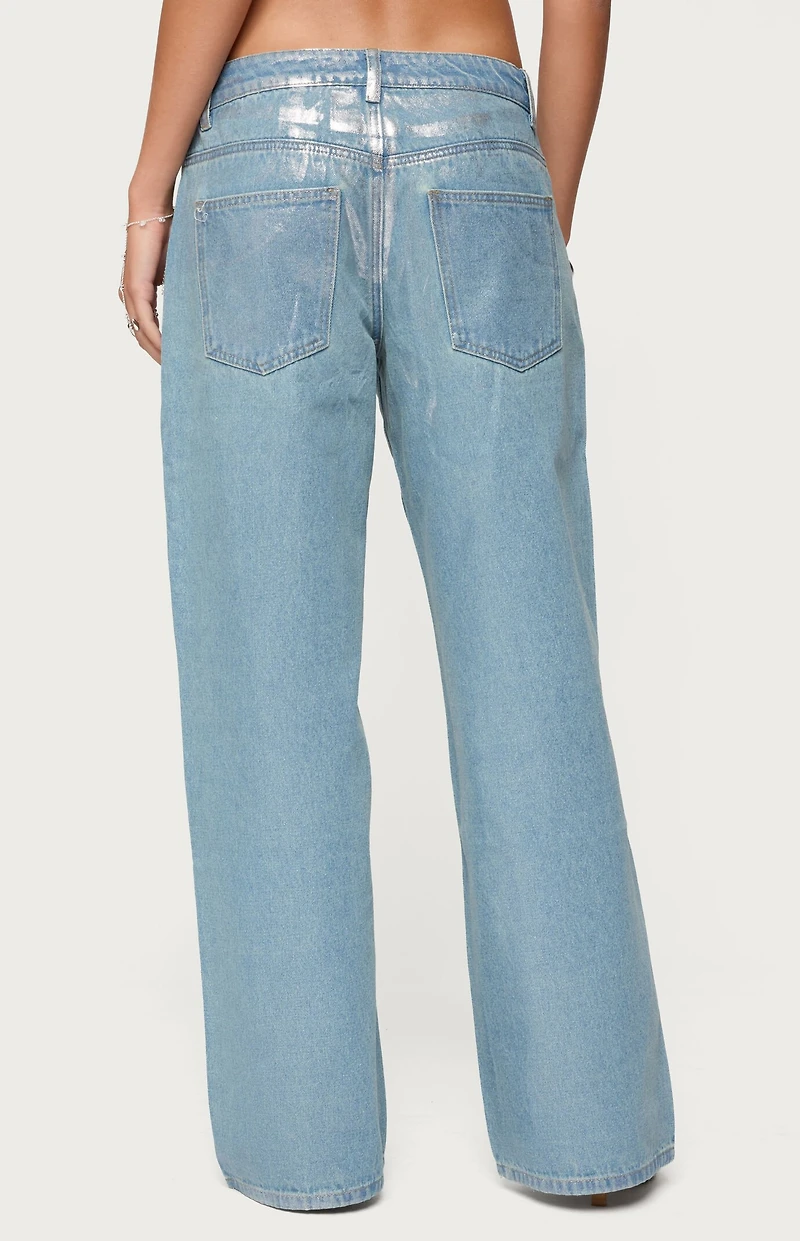 Edikted Jenney Shiny Low Rise Jeans