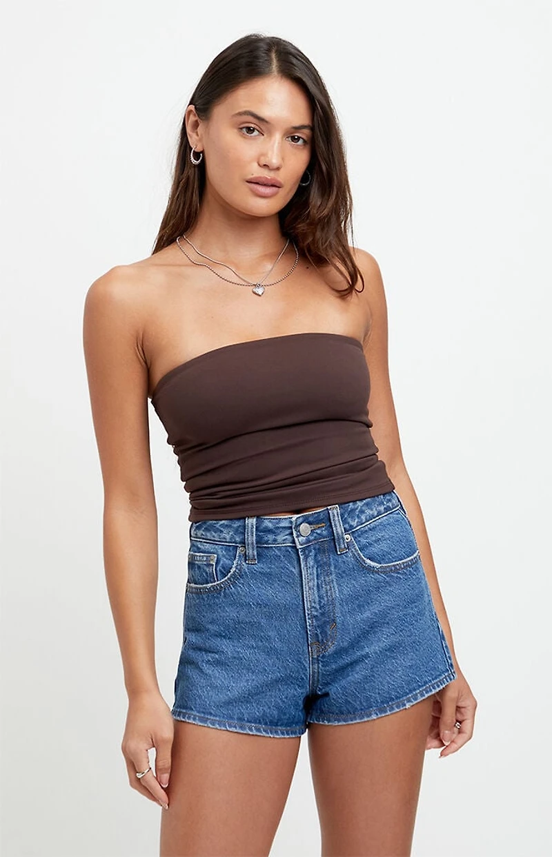 Pacsun Ivy High Waisted Festival Jean Shorts Indigo