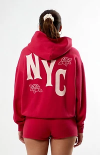 Your Favorite NYC Floral Chainstitched Oversized Hoodie