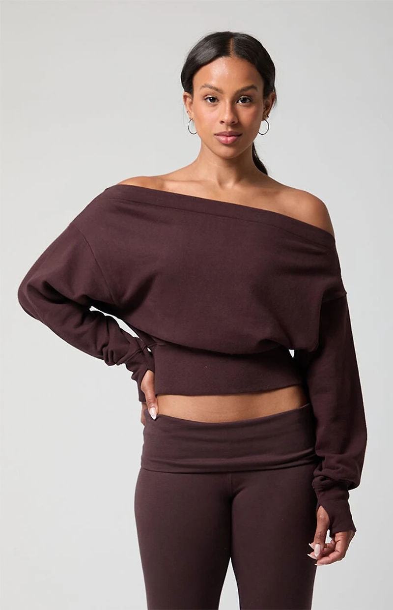 PAC 1980 Active French Terry Off-The-Shoulder Sweatshirt