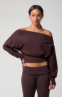 PAC 1980 Active French Terry Off-The-Shoulder Sweatshirt