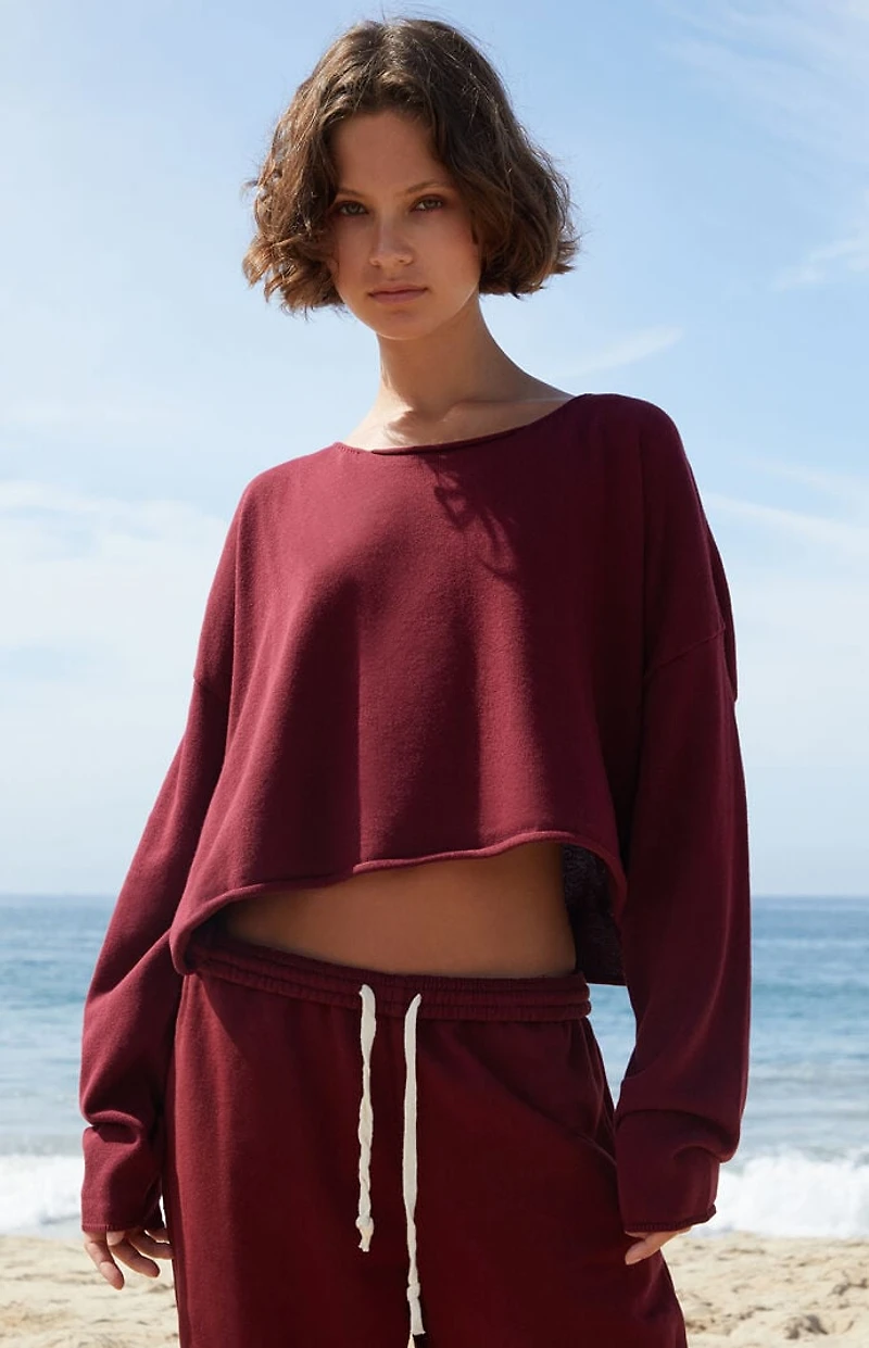 John Galt Burgundy Cameron Cropped Sweater