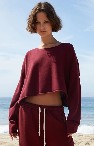 John Galt Burgundy Cameron Cropped Sweater