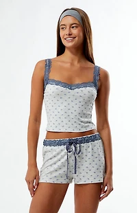 LA Hearts Floral Print Knit Pajama Tank & Shorts Two-Piece Set