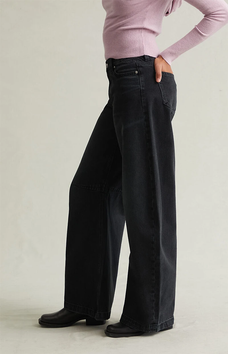 Pacsun Remi Baggy Barrel Jeans Knee Dart Black
