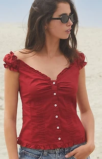 John Galt Red Elena Top